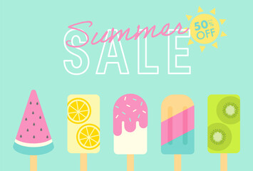 vector background with popsicles for banners, cards, flyers, social media wallpapers, etc.