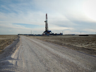 Drilling Rig in the steppe.