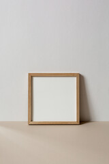 Art Mockup Wooden Frame Square White Background