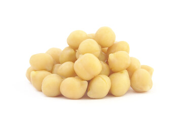 Heap of chickpeas isolated on white background