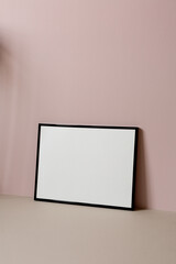 Art Mockup Black Frame Landscape Pastel Wall