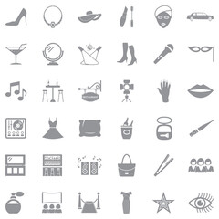 Fototapeta premium Ladies Night Icons. Gray Flat Design. Vector Illustration.