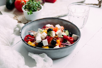 Fototapeta na wymiar Greek salad in a plate