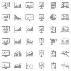 Infographic Icons. Gray Flat Design. Vector Illustration.