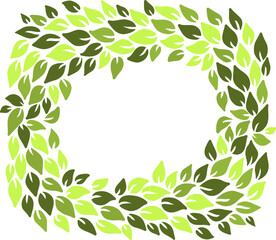 Eco style green leaves square frame. Eco friendle pattern with copyspace. Vector illustration.