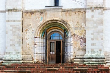 Russia, Rostov, July 2020. The door leading to the ancient temple.