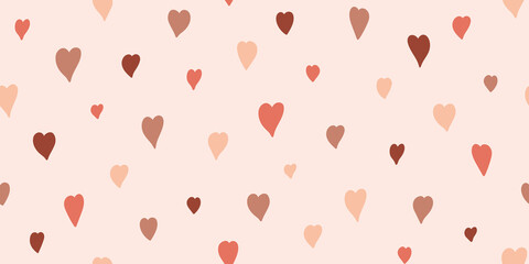 Seamless pattern with hearts.Trendy warm colors. Doodle illustration with cute hearts. Abstract background. Love, wedding vector. Romantic wallpaper, textile, clothes, wrapping paper, print, fabric