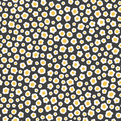 Seamless Pattern Many Small Flowers on Black Background Design Vector Illustration