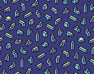 3d toy block video game seamless pattern