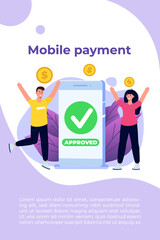 Transaction approved, financial transactions, non-cash payment, monetary currency, payment NFC concept. Vector Illustration.