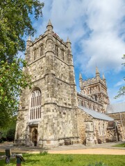 Wimborne Minster on a bright sunny day