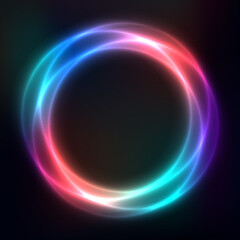 Vector background of neon geometric shapes, round frame, abstract background, wallpaper