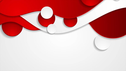 Red and white abstract wavy corporate motion background