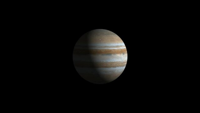 Planet jupiter, 3d realistic rotating jupiter in black background, 3d planet jupiter