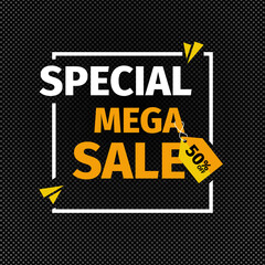 Naklejka na ściany i meble Sale banner template design. Mega sale, Special offer for web and social media marketing best price in vector