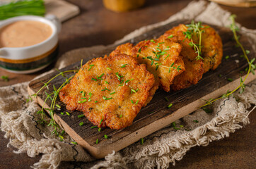 Homemade latkes with herbs