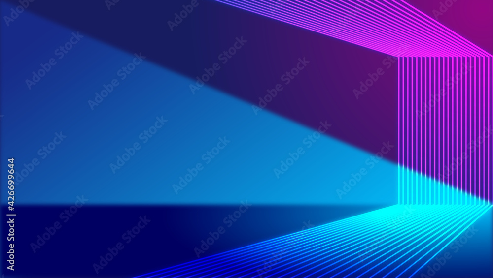 Poster neon lines construct a sense of space background of science and technology