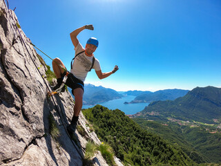Ferrata sul Monte Grona con vista sul lago di Como