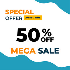 Sale Discount banner template design. Special offer, mega sale, big sale for web and social media marketing in vector