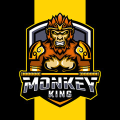 Monkey King mascot logo. esport logo design
