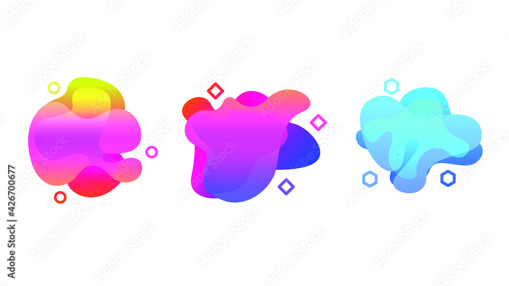 Poster abstract set liquid color collection geometric shapes fluid gradient dynamic elements banner logo ve
