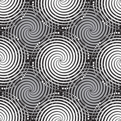 Seamless Swirl Design Pattern in Black, White and Grey for Fabric and Textile Print