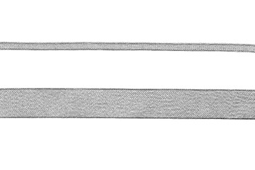 narrow and wide silver lurex ribbon on white background