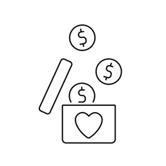 Donation of money linear icon. Surgical medicine. Thin line customizable illustration. Contour symbol. Vector isolated outline drawing. Editable stroke
