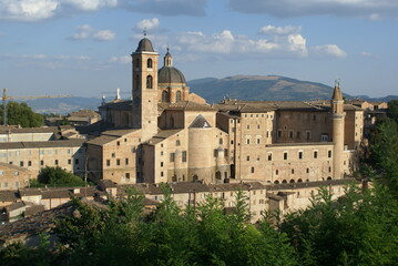 Fototapeta na wymiar Panoramic view of the Ducal Palace in Urbino, Marche (Italy)