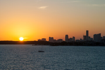 Sunset Sailing Yacht In Miami