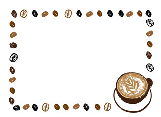 コーヒーのイラスト かわいいコーヒー豆の家のイラストとメッセージ入り フレームイラスト Bean Sticker Be Pomme