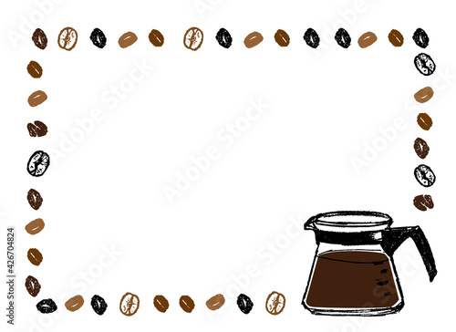 コーヒーのイラスト かわいいフレームイラスト Brown Sticker Bro Pomme