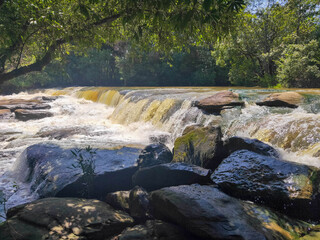 Tat Yai Waterfall and the big rock at Amnat Charoen, Thailand