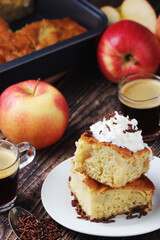 Freshly cooked apple pie with whipped creme	