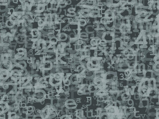 Random letters and numbers. Digital background in a matrix style. Binary code pattern with digits on screen, falling character. Abstract digital backdrop. Vector illustration