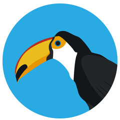 toucan. tropical bird. toucan beak on a blue background. stock vector illustration.