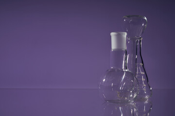 Chemical vessels. Glass flasks. Laboratory utensil.