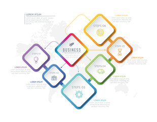 Vector illustration infographics design template, business information, presentation chart, with 6 options or steps. 