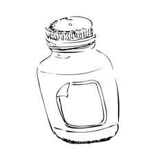 Vector drawing bottle with label 