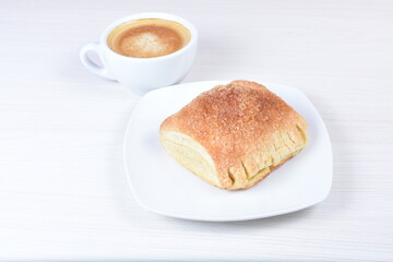 Guava puff pastry, on white wooden backgroun