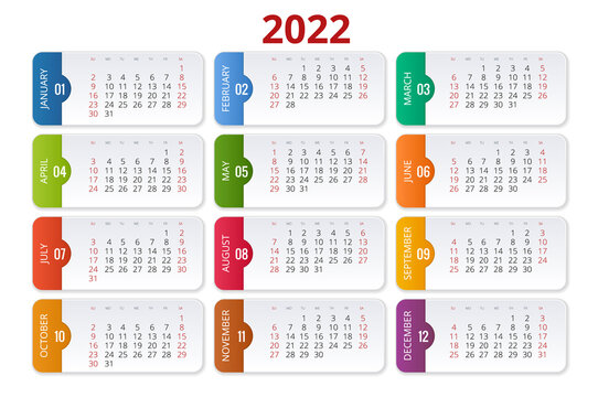 calendar planner for 2022 calendar template for 2022 stationery design print template with place for photo your logo and text corporate and business horizontal calendar stock vector adobe stock