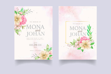 beautiful floral wreath wedding invitation card template