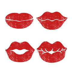 Vector collection of vintage lips silhouettes