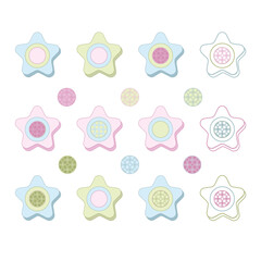 Candy color stars set with circle background vector. Can be used for cards, invitations, banners, posters, print design.