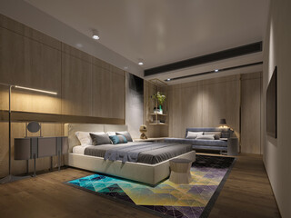 3d render of luxury hotel room