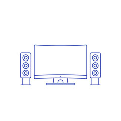 home theater, TV and audio systen, line vector icon