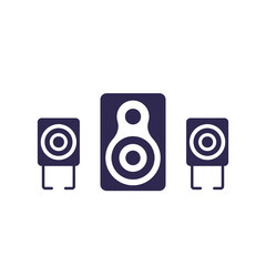 audio speakers, 2.1 audio system on white, vector