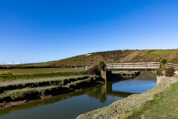 Fototapeta premium A Rural Sussex View with The Litlington White Horse in the Distance