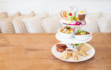 Afternoon tea ceremony, Many desserts in restaurant