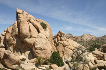 Interesting Rock Formations in Joshua Tree National Park, California, with Giant Boulders